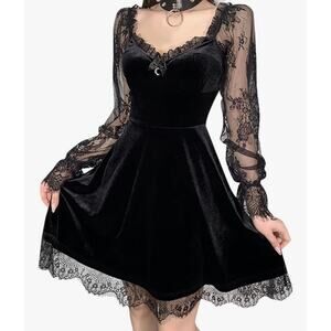 Gothic Dress Vintage Lace Grunge Punk Goth Dresses Casual Cosplay Party Cocktail